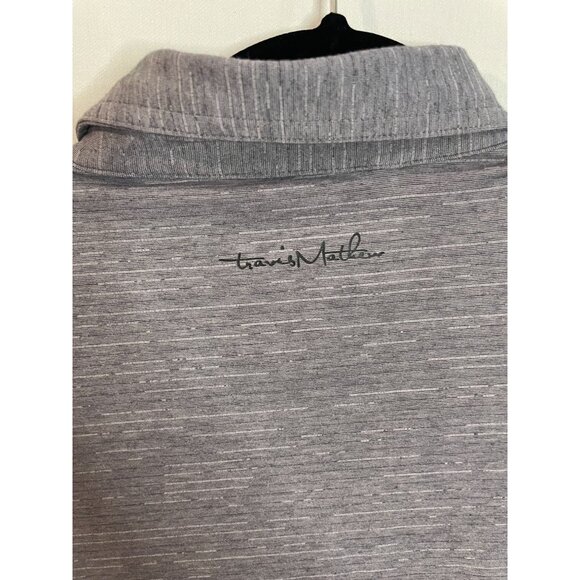 Travis Mathew Men's Polo Shirt Small Gray & Black Striped Premium Comfort - Picture 4 of 12